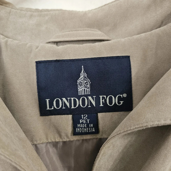 LONDON FOG Suede Coat with Hood Tan Size 12 Petite - Picture 6 of 8